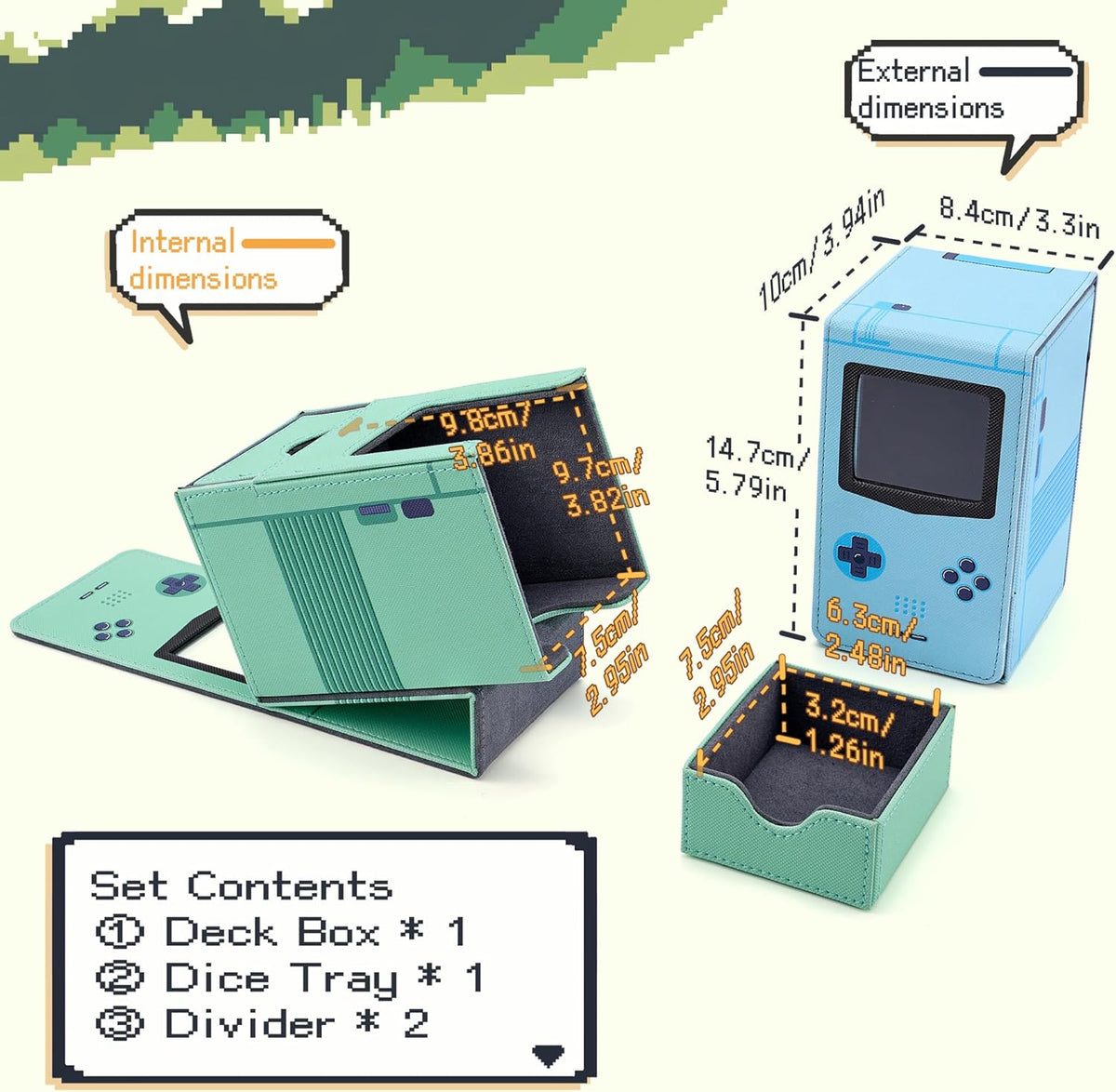 Venssu Retro Gaming Console - MTG Deck Box with Dice Tray & Commander Display | PU Leather for 120 Cards (Purple)
