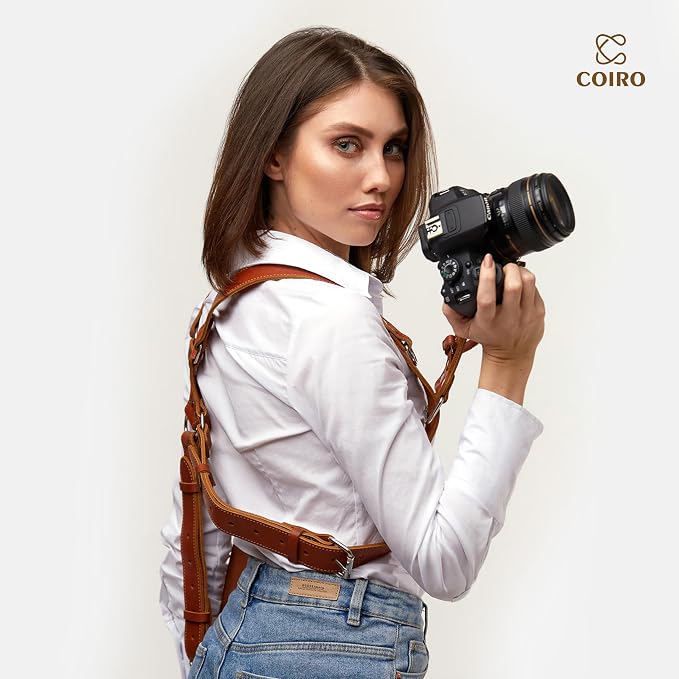 C Coiro Dual Camera Harness Shoulder Leather Camera Strap