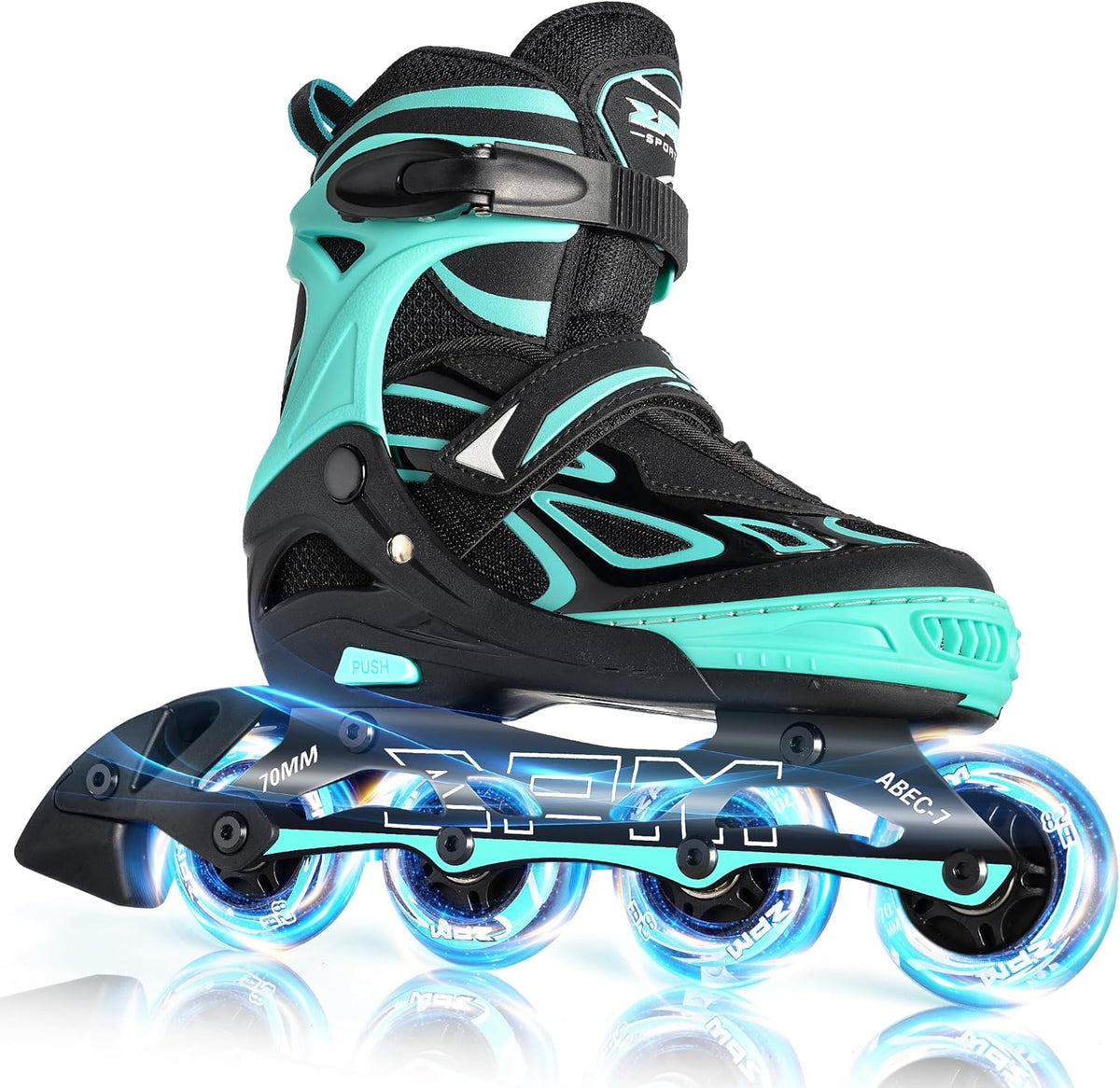 2PM SPORTS Adjustable Flashing Inline Skates - Light-Up Wheels for Kids & Adults | Fun & Colorful Design