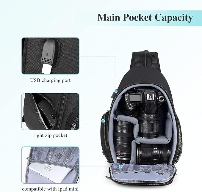 BAIGIO Camera Sling Bag Small Camera Backpack