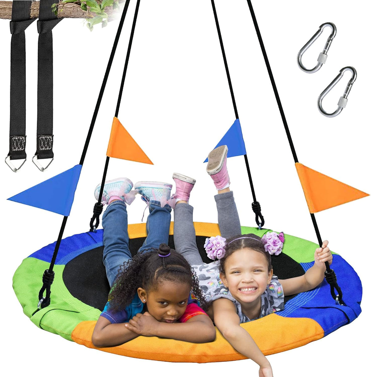 PACEARTH 40-Inch Saucer Tree Swing - Colorful & Durable Design | 900lb Weight Capacity, Adjustable Ropes