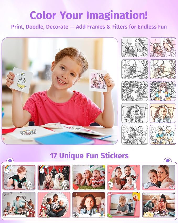 Instant Camera, Dual-Lens Kids Camera Instant Print
