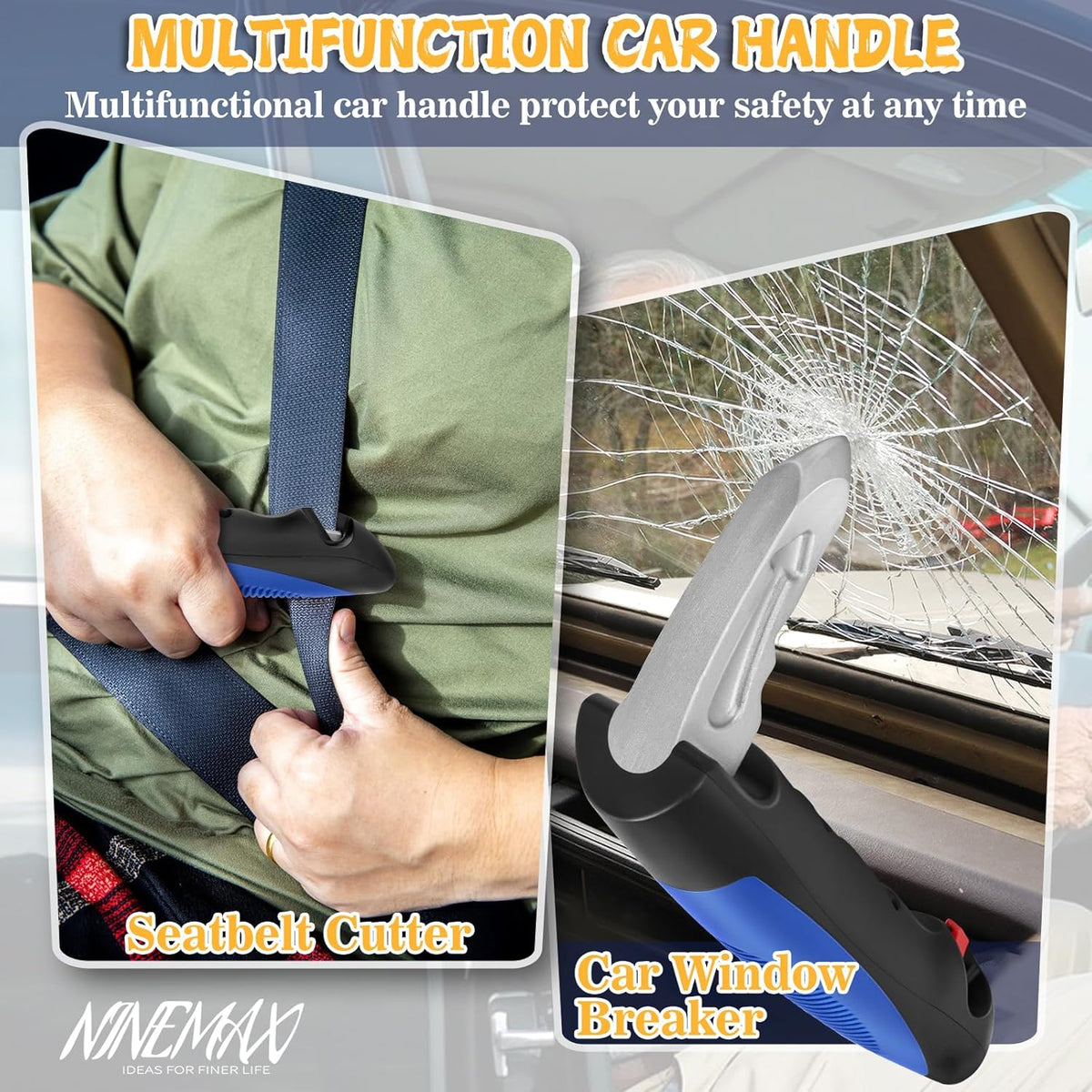 NINEMAX Car Door Handle for Elderly Car Handle Assist Support, Auto Grab Handles, Portable 3 in 1 Car Door Cane for Seniors, Handicap (1 pc with Strap)