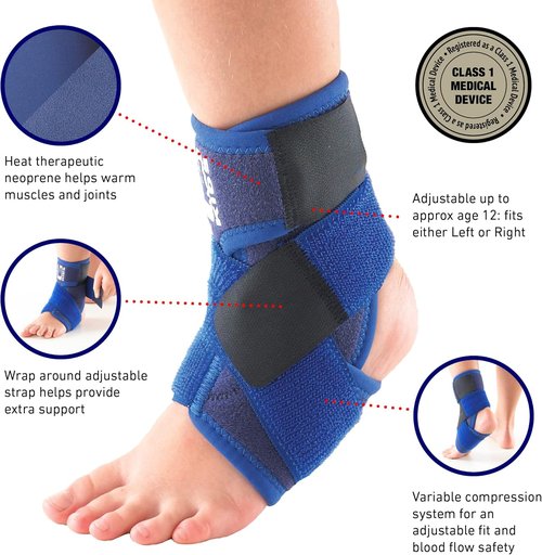 Neo-G Ankle Brace for Kids - Adjustable Support for Joint Pain & Injuries - Class 1 Medical Device - Blue