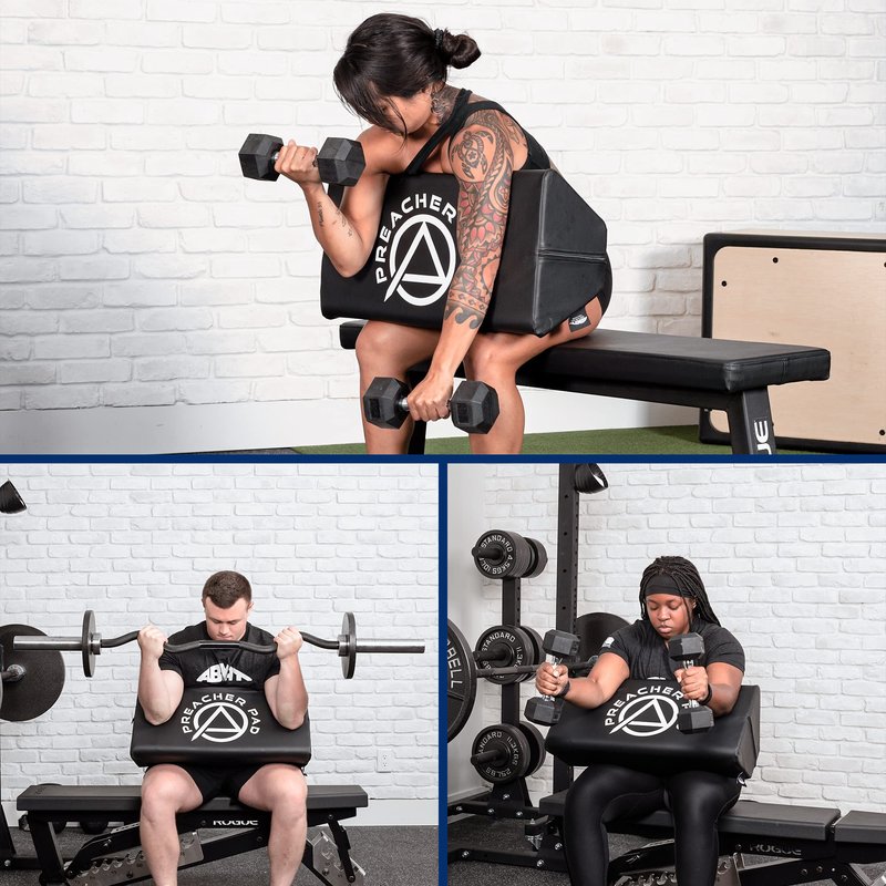 Preacher Pad by ABMAT- Portable Preacher Curl Bench, Barbell & Dumbbell Biceps Triceps Isolator, Seated Arm Isolated Barbell Dumbbell Biceps Station Home Gym