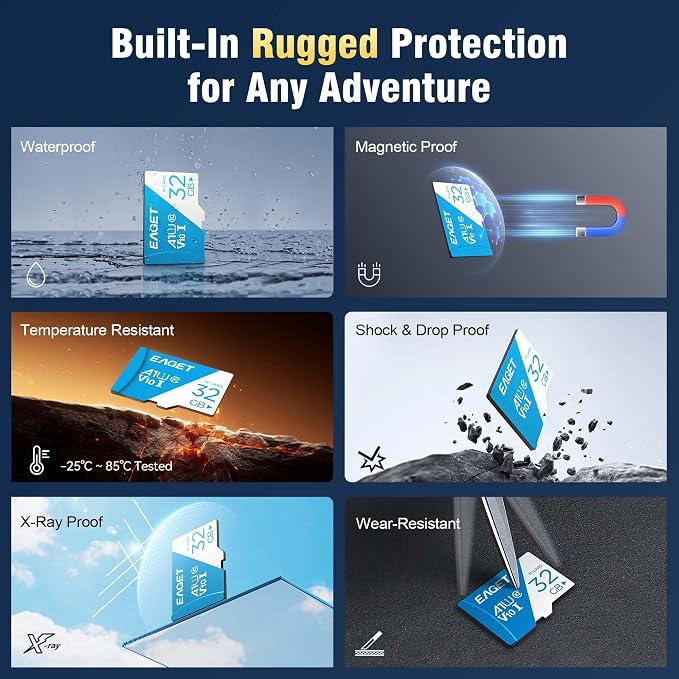EAGET 3-Pack 32GB TF Memory Card Up to 100MB/s Read 30MB/s Write