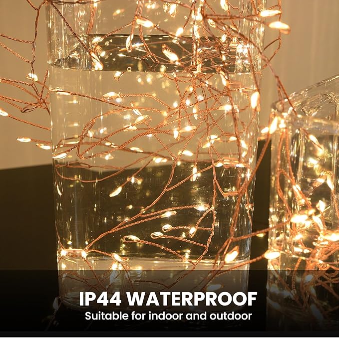 Dailyart Fairy Lights Plug in, 3000 Led Cluster Lights with Timer 195Ft Waterproof Warm Twinkle String Light with Remote for Bedroom Wreath Garland Window Wedding Christmas Tree Decoration,Gold Wire