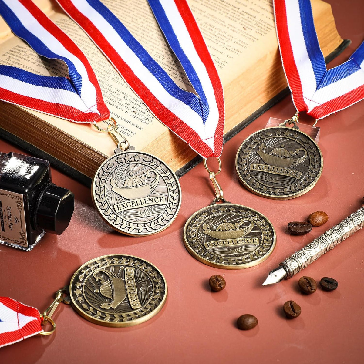Quelay Gold Award Medals - 60 Pcs 2 Inch Winner Medals with Neck Ribbons for Competitions & Events