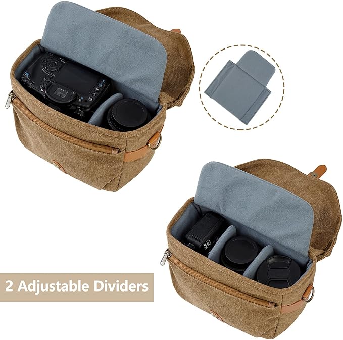 BAGSMART Camera Bag, SLR DSLR Canvas Crossbody Camera Case, Compact Camera