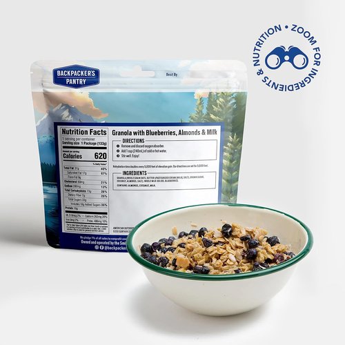 Backpacker's Pantry Granola - Blueberries & Almonds with Milk | 1 Serving Pouch