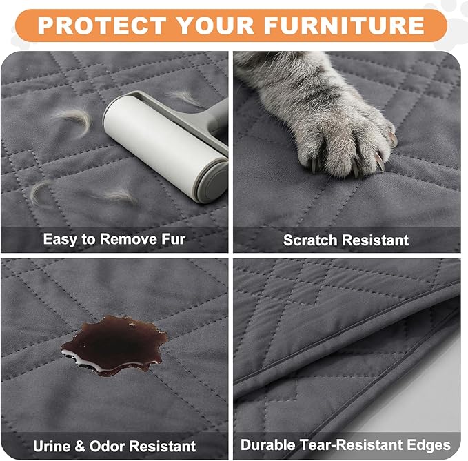 100% Waterproof Dog Couch Protector, Triple-Layer Waterproof Dog Bed Cover Pet Blanket Reversible 2-Tone Sofa Shield, Non-Slip Furniture Guard for Pets(30×30 Inch, Gray+Gray)