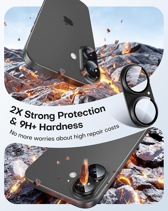 TAURI 2 Pack for iPhone 17 Camera Lens Protector, Full Coverage Military-Grade