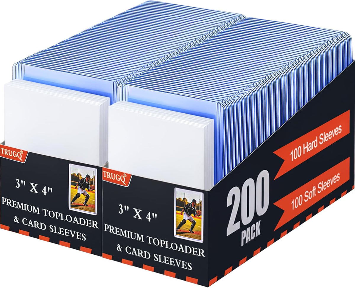 Skiennix 400 Card Sleeves - Premium Hard Plastic Protectors for Baseball & Football Cards | 3" x 4" Size