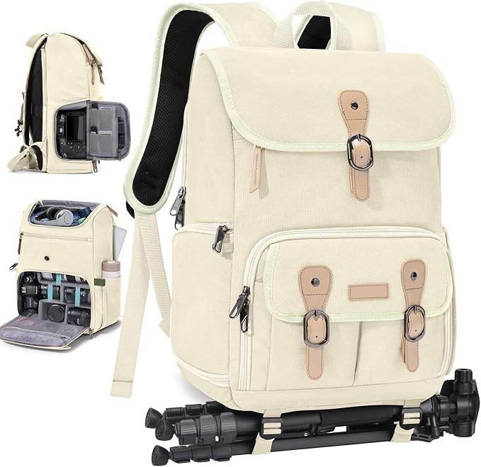 RAINSMORE Camera Bag Backpack for DSLR/SLR Mirrorless 15.6 Inch Laptop Camera