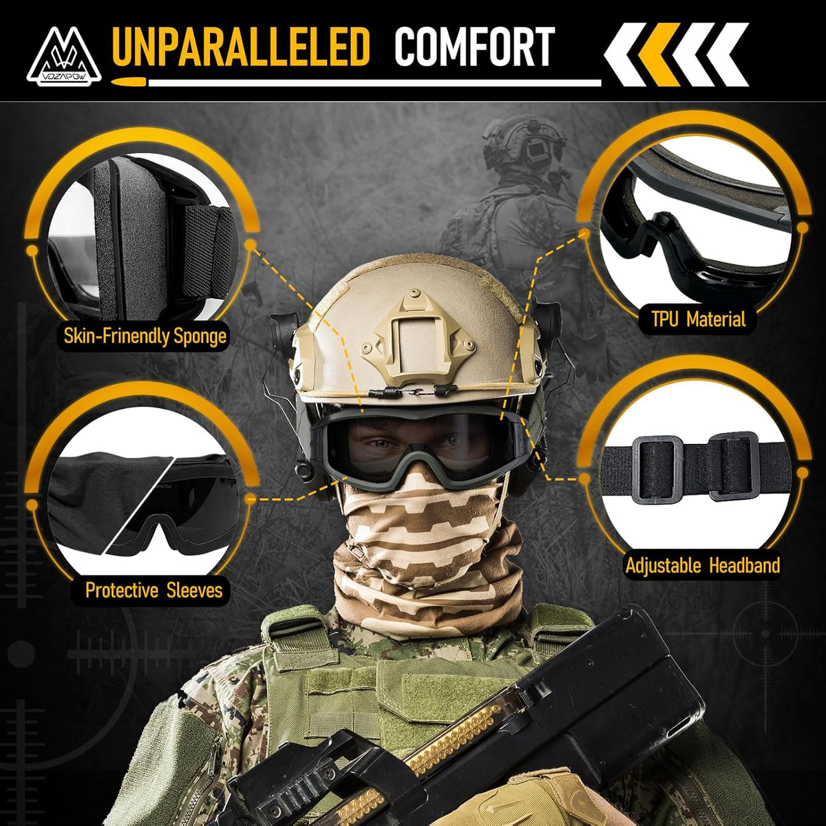 Skiennix Shooting Glasses - Anti-Fog Airsoft Goggles for Clear Vision and Comfort