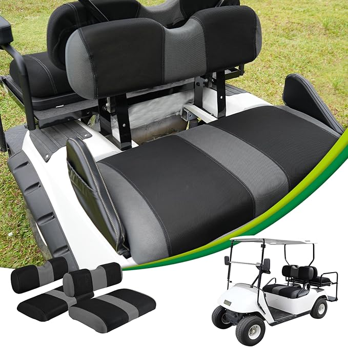 Universal EZGO Golf Cart Seat Covers Dress UP Older Golf Cart, Durable Breathable Material Front and Back Seat Cover Fit for EZ GO TXT, Easy to Install, Machine Washable