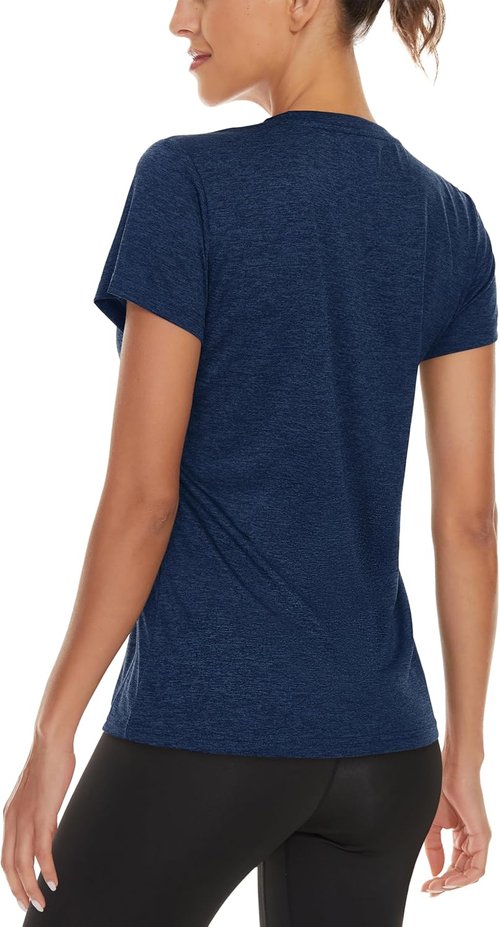 MAGCOMSEN Women's V-Neck Short Sleeve Tees - Moisture-Wicking Summer Running Tops | 2 Pack
