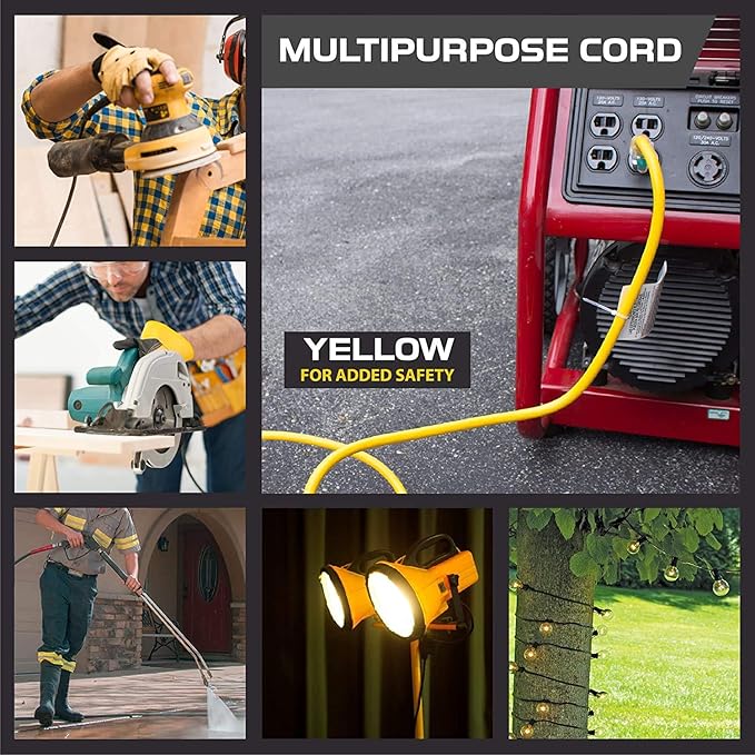 Iron Forge Cable Outdoor Extension Cord 10 Ft, 2 Packs - 10 Gauge Heavy Duty Extension Cord, 15 AMP, 10/3 Yellow Cable SJTW Weatherproof with 3 Prong