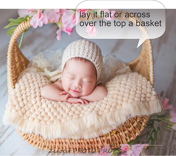 Zeroest Baby Photography Props Basket Braid Wool Wrap Newborn Photo Shoot