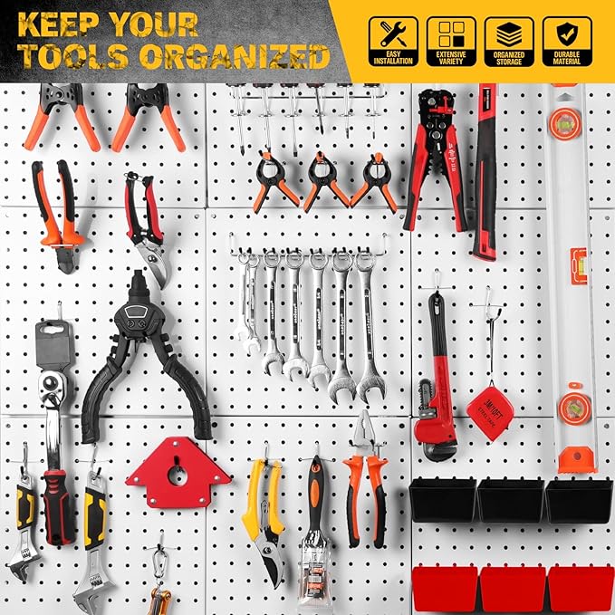 ELEAD 297 Piece Pegboard Hooks Kit, Peg Board Organizer Accessories with Bins for Organizing Various Tools, Fit 1/8 or 1/4 inch Pegboard for Hanging Storage, Garage, Workshop & Craft Room