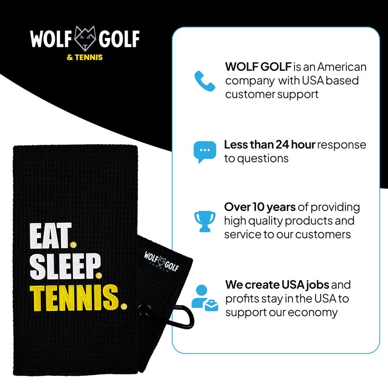 Tennis Towel | Eat Sleep Tennis Towel | Embroidered Tennis Towels for Men | Custom Tennis Towels for Women | Tennis Court Accessory | Tennis Gifts