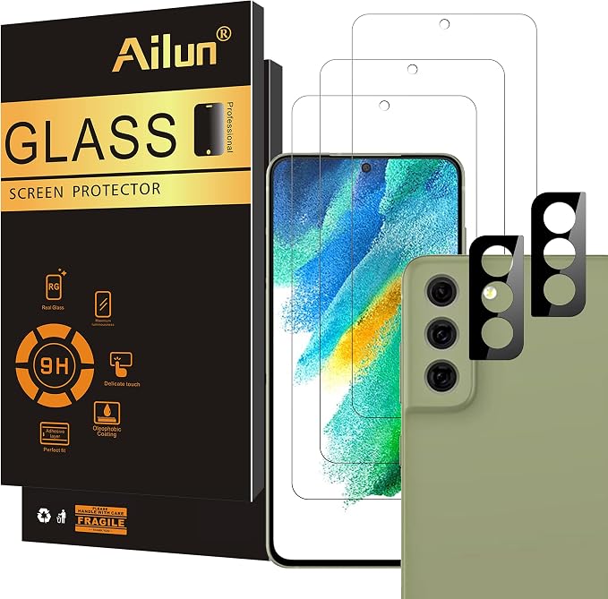 Ailun Glass Screen Protector for Galaxy S21fe 3Pack + 2Pack Camera Lens