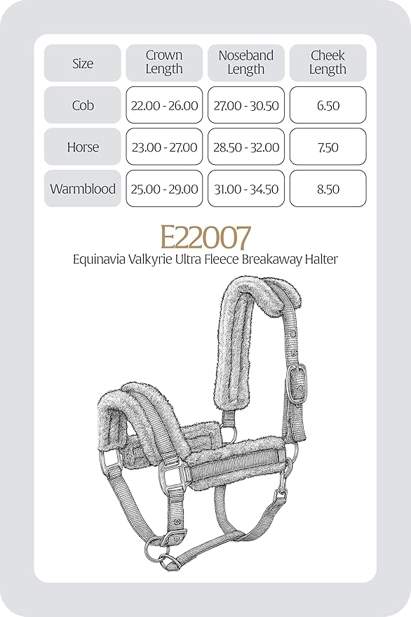 Equinavia Valkyrie Ultra Fleece Breakaway Horse Halter | Padded Fleece Adjustable Safety Halter with Nylon Webbing - Navy/Navy - Warmblood