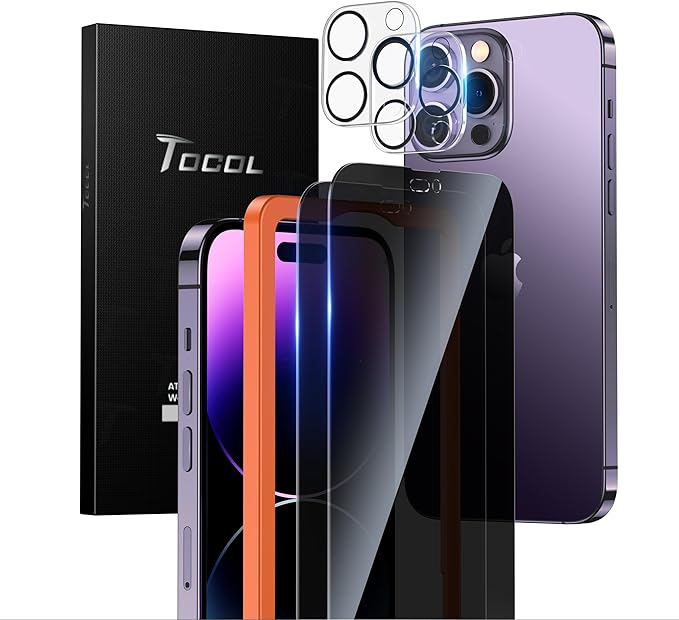 TOCOL 4 Pack for iPhone 14 Pro Privacy Screen Protector 6.1''- 2X Privacy