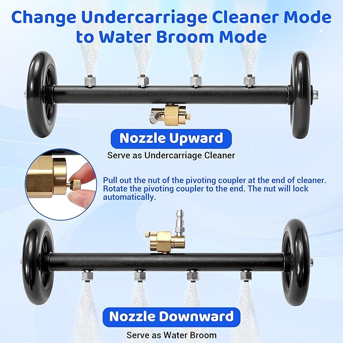 Tool Daily Undercarriage Pressure Washer Attachment 16 Inch, Dual-Function Undercarriage Cleaner with 1-Liter Foam Cannon, Under Car Wash Water Broom with 3 Pieces Extension Wand, 3600 PSI