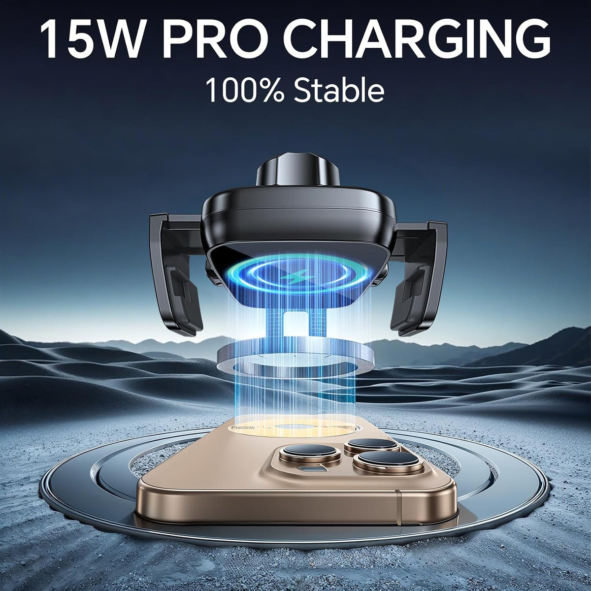 Kaistyle Wireless Car Charger【One Hand Manual Clamping】 Fast Wireless Charger for Car Phone Holder Mount Charger Phone Holders for Your Car Dashboard/Windshield/Vent Truck Mount for iPhone Samsung
