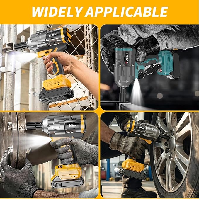 Cordless Impact Wrench 1/2 For Dewalt 20V Battery,1500Nm/1106FT-LBS Brushless Impact Driver,4-Speed Impact Drill Gun Tool 2100 RPM High Torque With 5 Sockets for Automotive/Motorcycle Repair