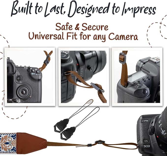 Art Tribute Camera Strap For Photographers Padded Universal Fit Neck Shoulder &