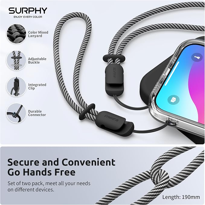 SURPHY 2 Pack Phone Lanyard for Cellphone Case, Phone Wrist Strap for Case