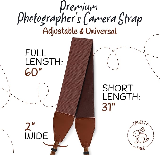 Art Tribute Camera Strap For Photographers Padded Universal Fit Neck Shoulder &