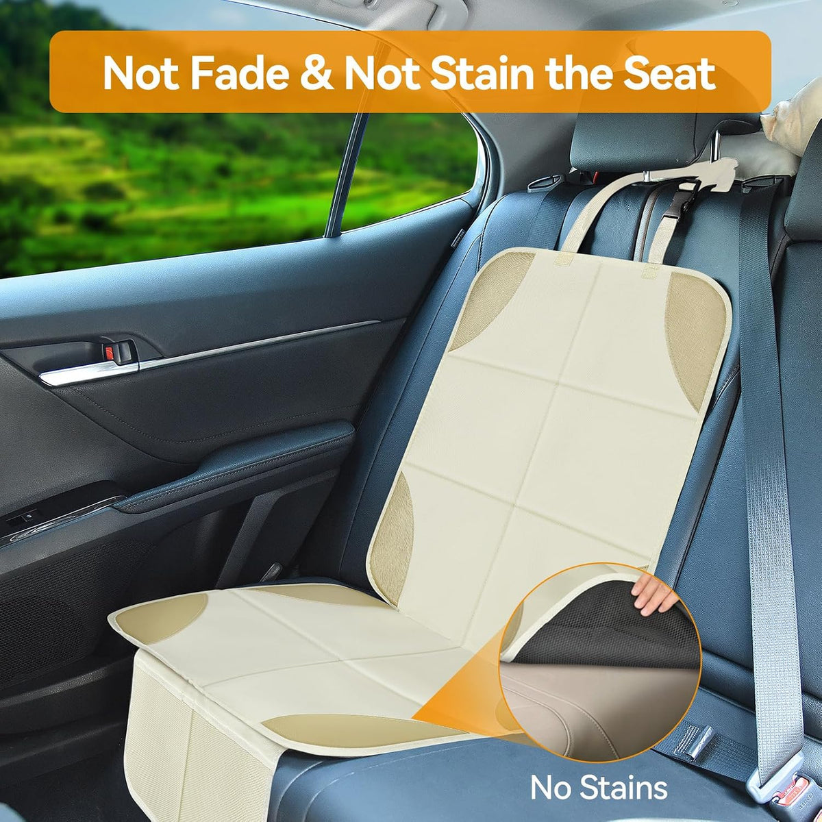 Musclez Car Seat Protectors Carseat Covers, Non-Slip Backing White, 2pcs
