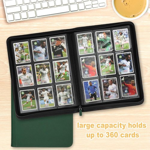 GERMUN Trading Card Binder - 9 Pocket Premium Card Holder for 360 Cards | Dark Green Double-Sided Album