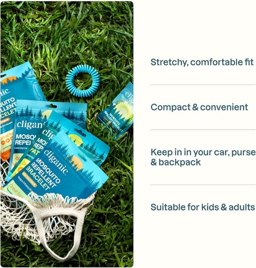 Cliganic Mosquito Repellent Bracelets - DEET-Free, Natural Protection for Adults & Kids | 10 Pack in Neutral Colors