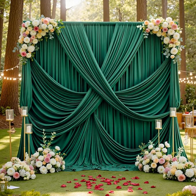 20ft x 12ft Wrinkle Free Hunter Green Backdrop Curtains