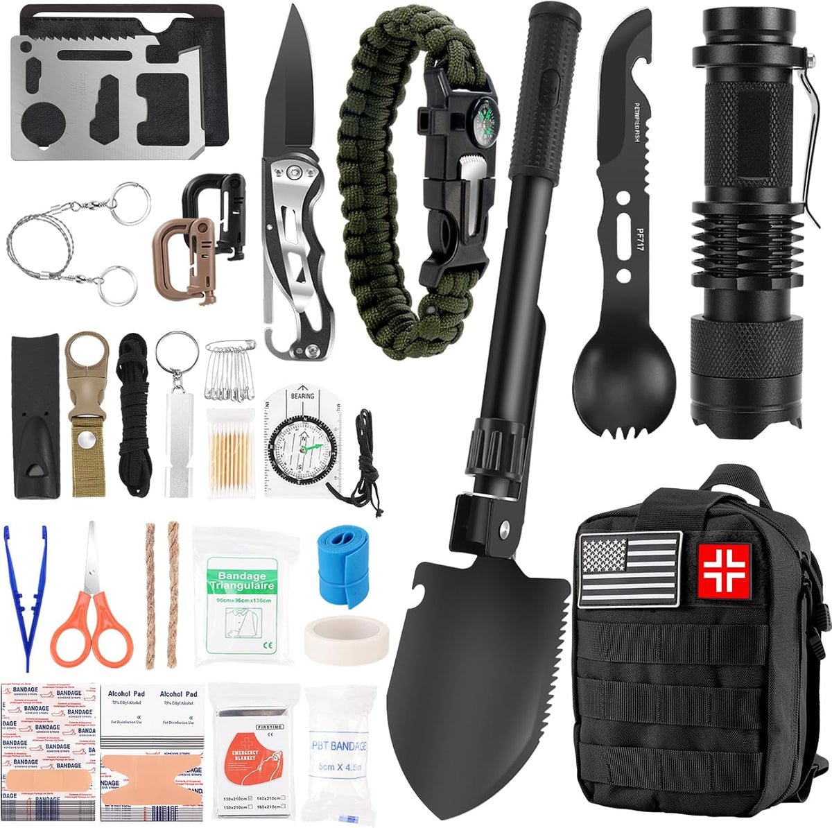 Gifts for Men Christmas - 118-in-1 Survival Kits - Military-Grade Survival Gear for Outdoor Adventures, Disaster Preparedness, Car/Home/Office Emergency Kit with First Aid Supplies