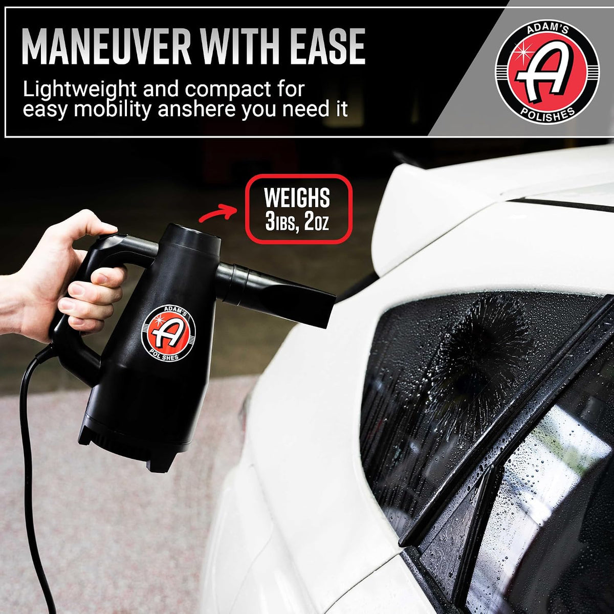 Adam's Polishes Mini Air Cannon - Handheld High Powered Filtered Car Wash Dryer Blower| Dry Before Car Cleaning, Car Detailing, Car Wax, or Ceramic Coating | Auto Tool Kit Gift Boat RV Motorcycle