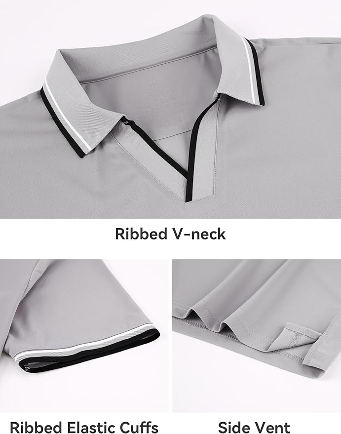Esabel.C Jacquard Golf Shirts for Men Moisture Wicking Short Sleeve Performance Dry Fit Active Mens Polo Shirts