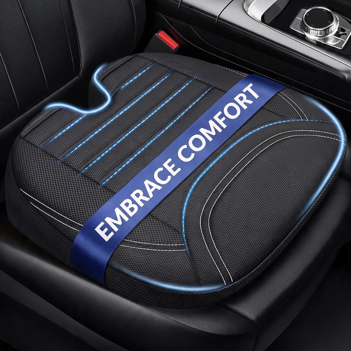 ZIKEE Wedge Car Seat Cushion for Tailbone Pain Relief & Better Visibility, Ergonomic Memory Foam Seat Cushion for Car with Breathable Channel Design, Fits Car, SUV, Truck, Non-Slip Mesh Cover