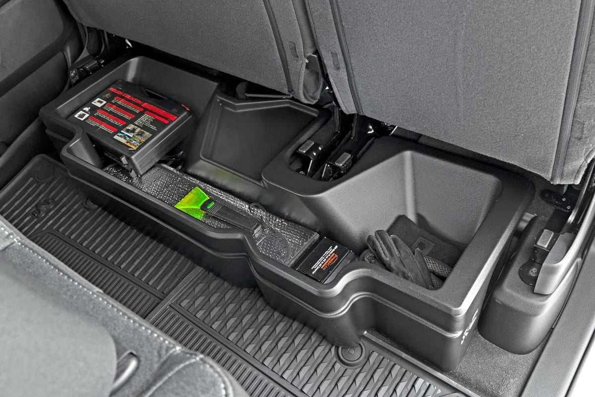 Rough Country Under Seat Storage for Ram 1500 Quad Cab (2019-2026) - Custom Rear Under Seat Organizer Tray without Lid