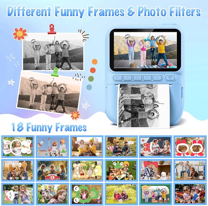 Kids Camera Instant Print, 3.0" HD 32MP Birthday Gifts