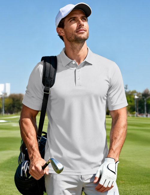 MAGCOMSEN Men's Polo Shirts Short Sleeve Athletic Pique Golf Shirt Dry Fit Performance Casual Work Polos for Men