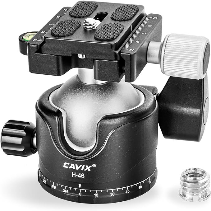 CAVIX Tripod Ball Head with 1/4" Arca Swiss Quick Release Plate Aluminium