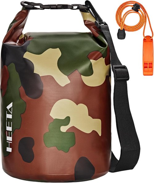 HEETA Waterproof Dry Bag - Lightweight Roll Top Storage Backpack with Emergency Whistle | 5L-40L Sizes for Travel, Kayaking, Camping