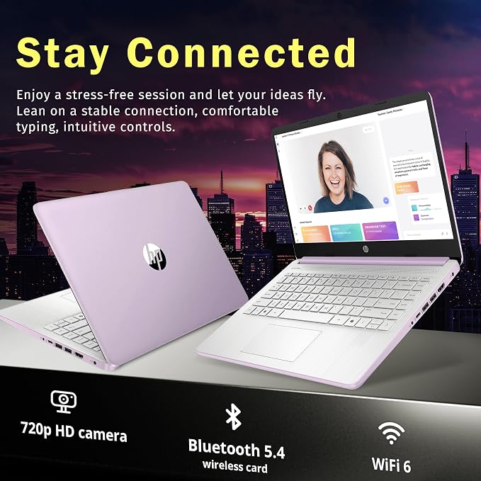 HP Stream 14" HD Student & Business Laptop, Intel Processor N150, 16GB RAM, 1.12TB Storage (128GB UFS + 1TB Docking Station), Intel Graphics, 1 Year Office 365, Wi-Fi 6, Win 11, Purple