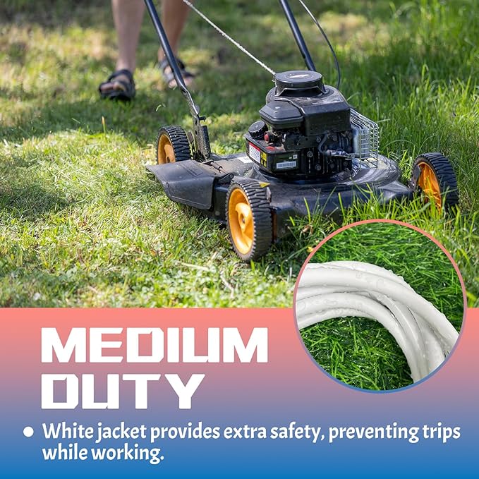 Indoor Outdoor Extension Cord 6 FT, 16/3 SJTW Weatherproof White Electrical Cords, 13 AMP Heavy Duty 3 Prong Power Cable Great for Garden, Landscaping & Holiday Decorations