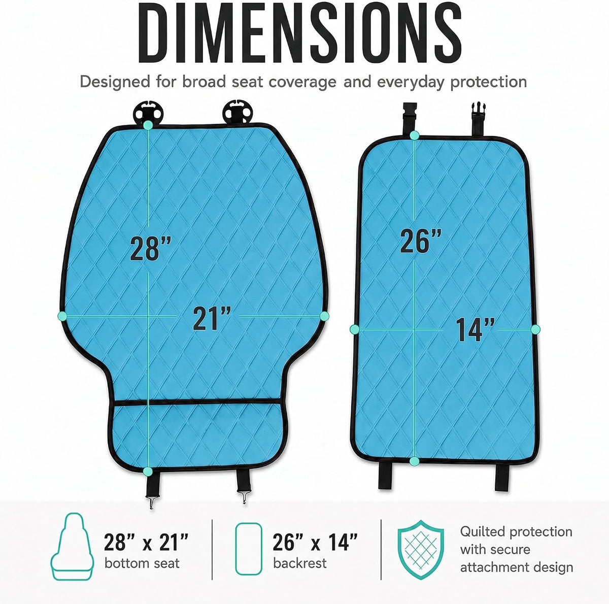 FH Group Car Seat Cushion – Neosupreme Single Front Seat Cover with Front Pockets, Airbag Compatible, Universal Fit Car Seat Cushion for Driver or Passenger Seat, SUV, Truck, Sedan & Van – Aqua